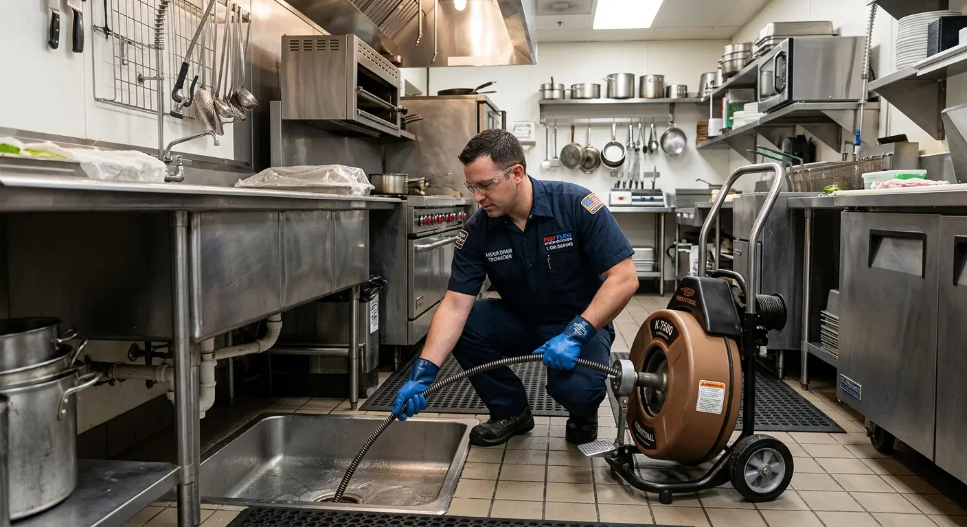 Commercial drain cleaning service in a restaurant kitchen in Village of Oak Creek (Big Park)